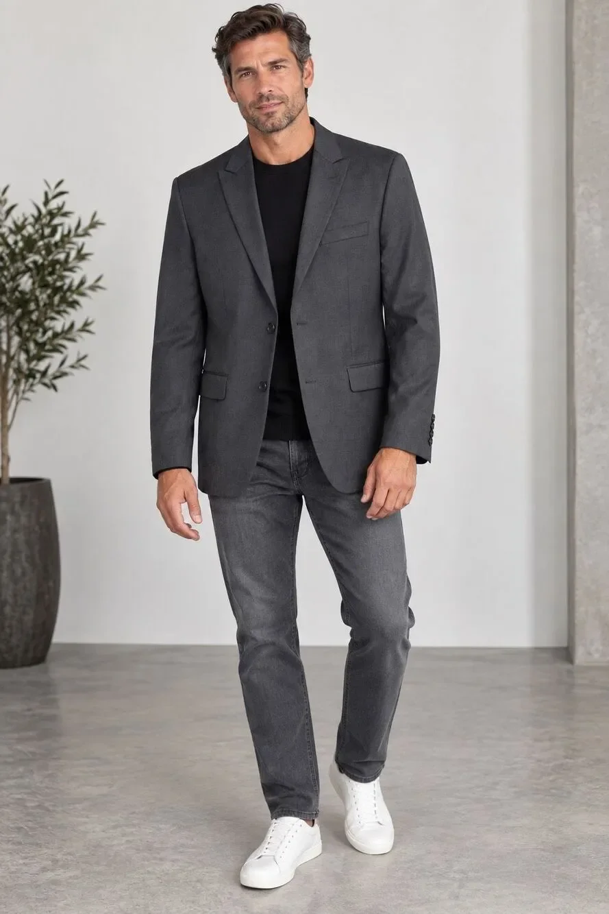 Marc Anthony 100% Wool Charcoal Gray Blazer Sport Coat Classic Menswear Size 40L
